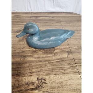 Vintage Speckled Blue Wooden Duck Decor Decoy